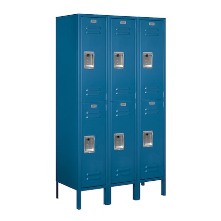 Wardrobe Locker, 36 W, 15 D, 66 H, (3) Wide, (6) Openings, Blue